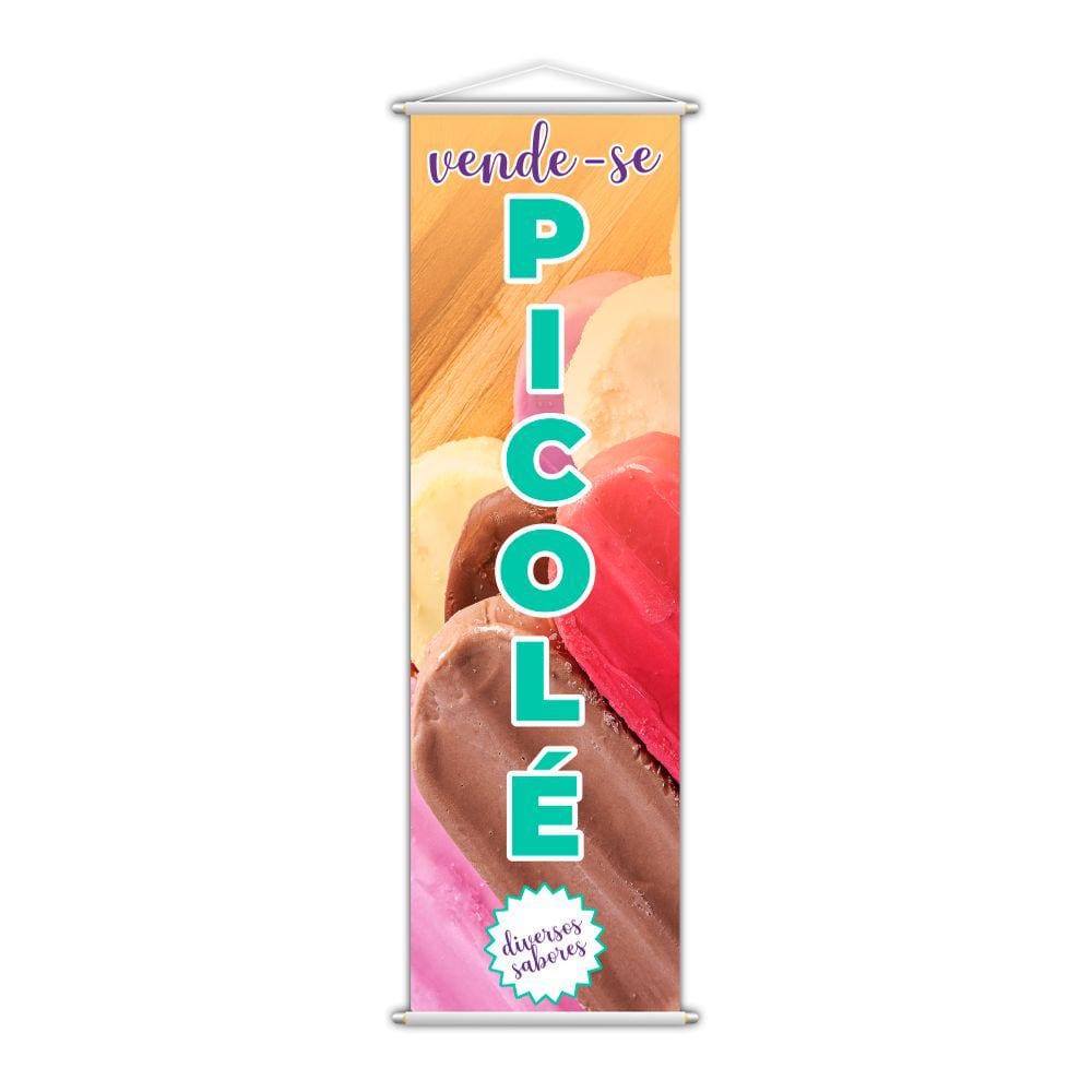 Banner Vende-se Picolé Diversos Sabores Colorido 100x30cm