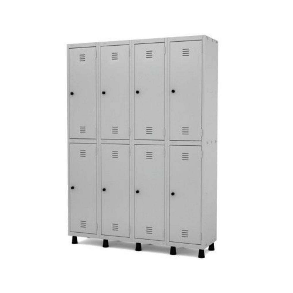 Roupeiro De Aço 8 Portas Grandes Grp-504/8 Com Pitao Com Prateleira Cinza - Pandim