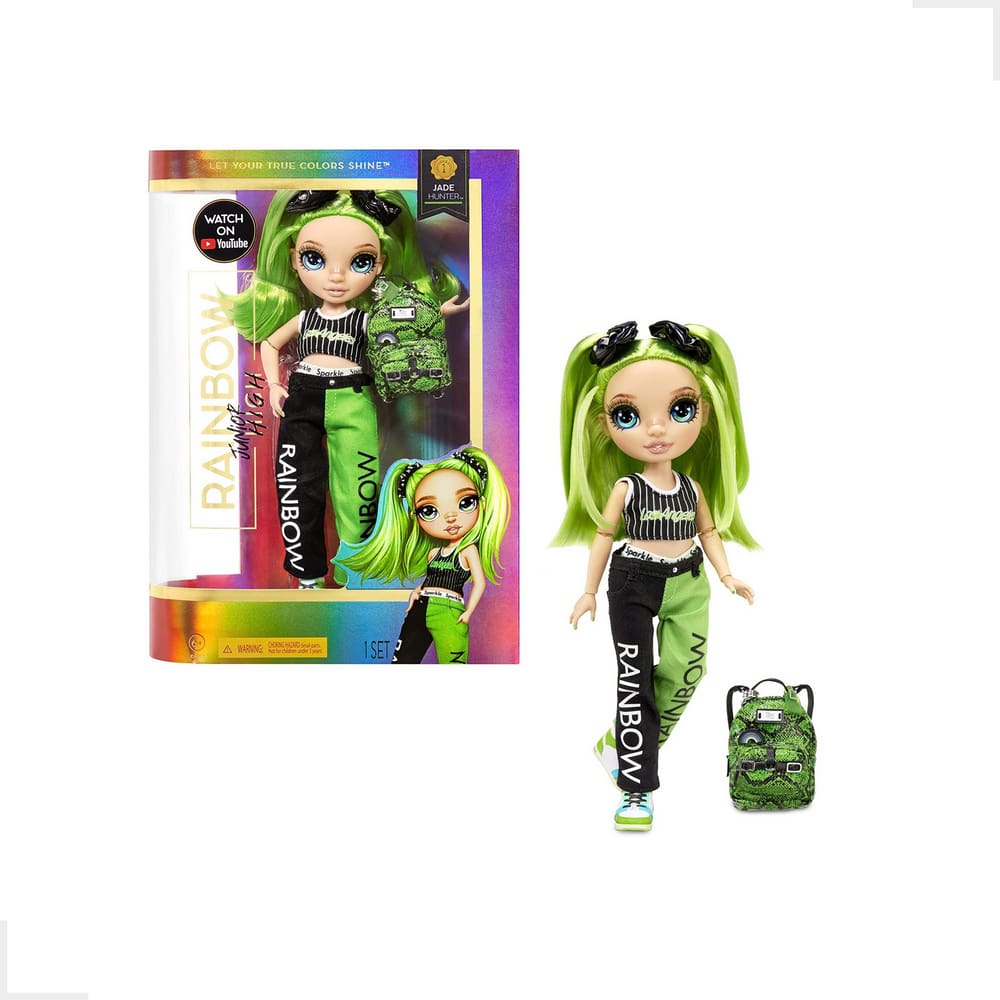 Boneca Rainbow High Edição Junior Jade Hunter Estudante Doll Acessórios