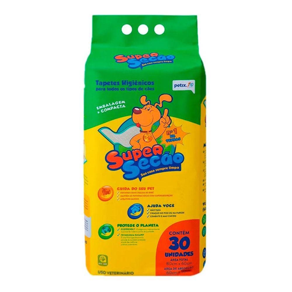 Tapete Higiênico Cães Super Secão 30 Unidades