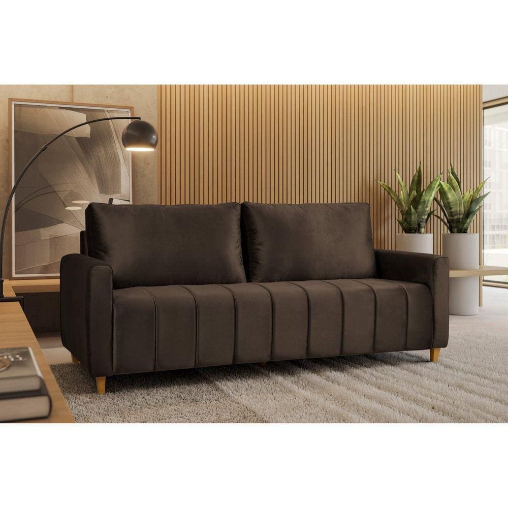 Sofá Amelie 3 Lugares em Suede Yescasa Marrom