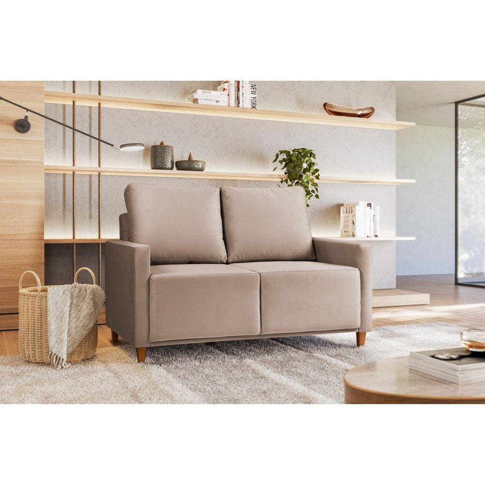 Sofá Angela 2 Lugares em Suede Yescasa   Castor