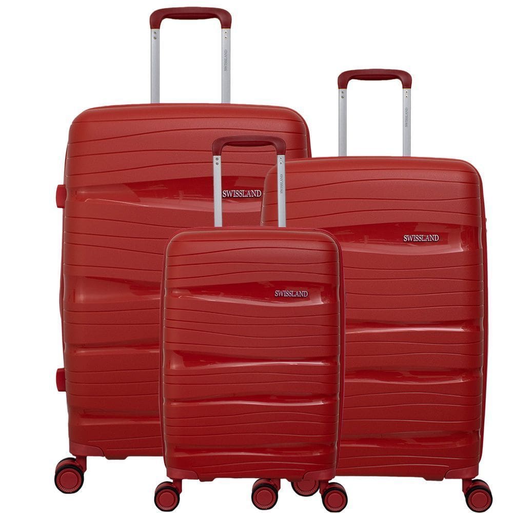 Conjunto de Malas Expansível Polipropileno Swissland Ys21196 Rodas Duplas 3pcs P/m/g Tsa Vermelho