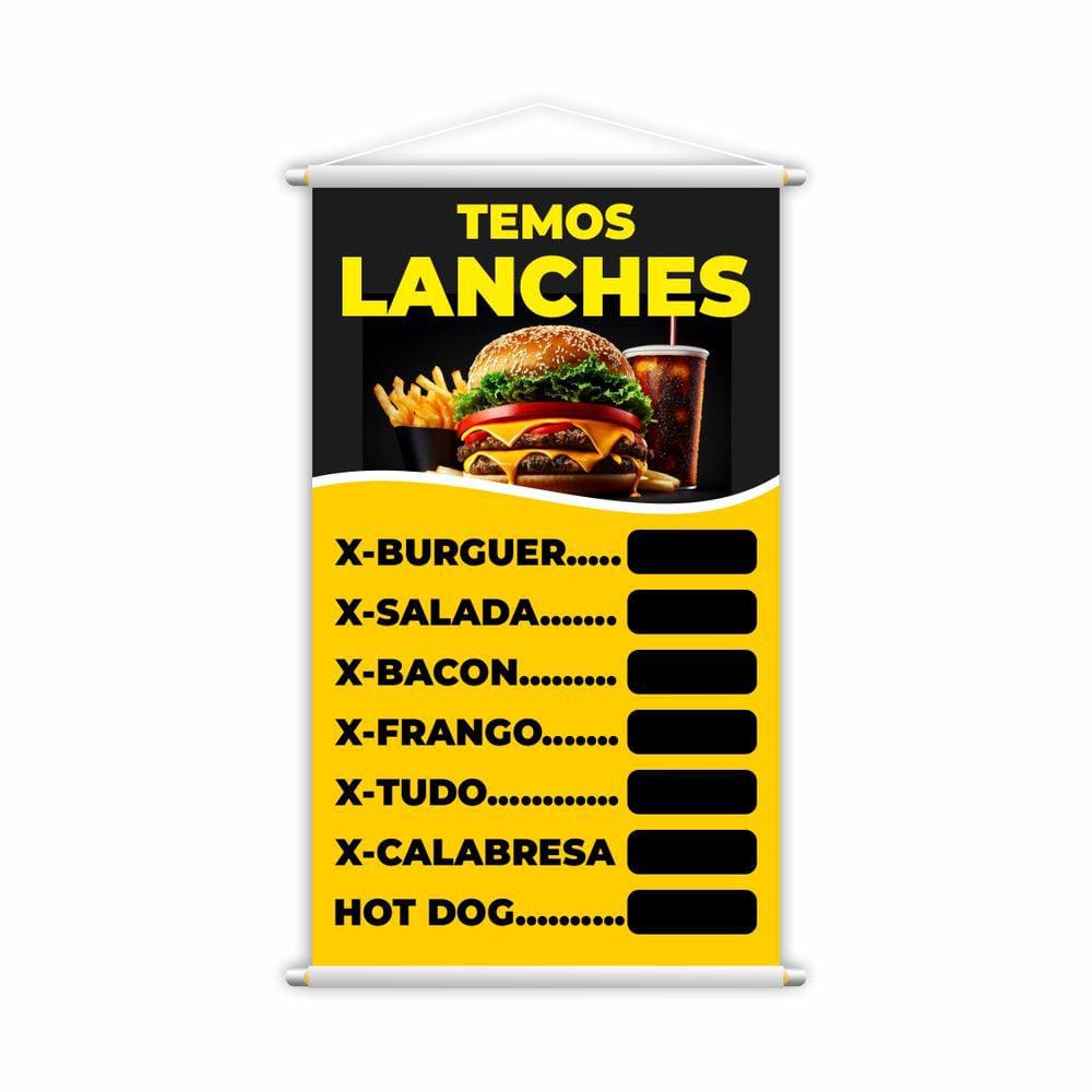 Banner Temos Lanches Hamburguer Xis Comida Preço 60x40cm