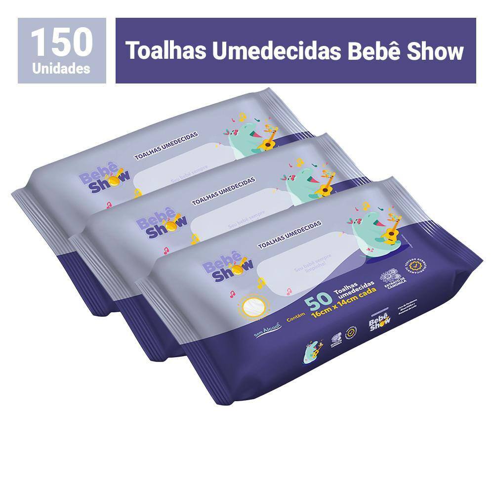 Kit 3 Toalhas Umedecidas Bebê Show 50un