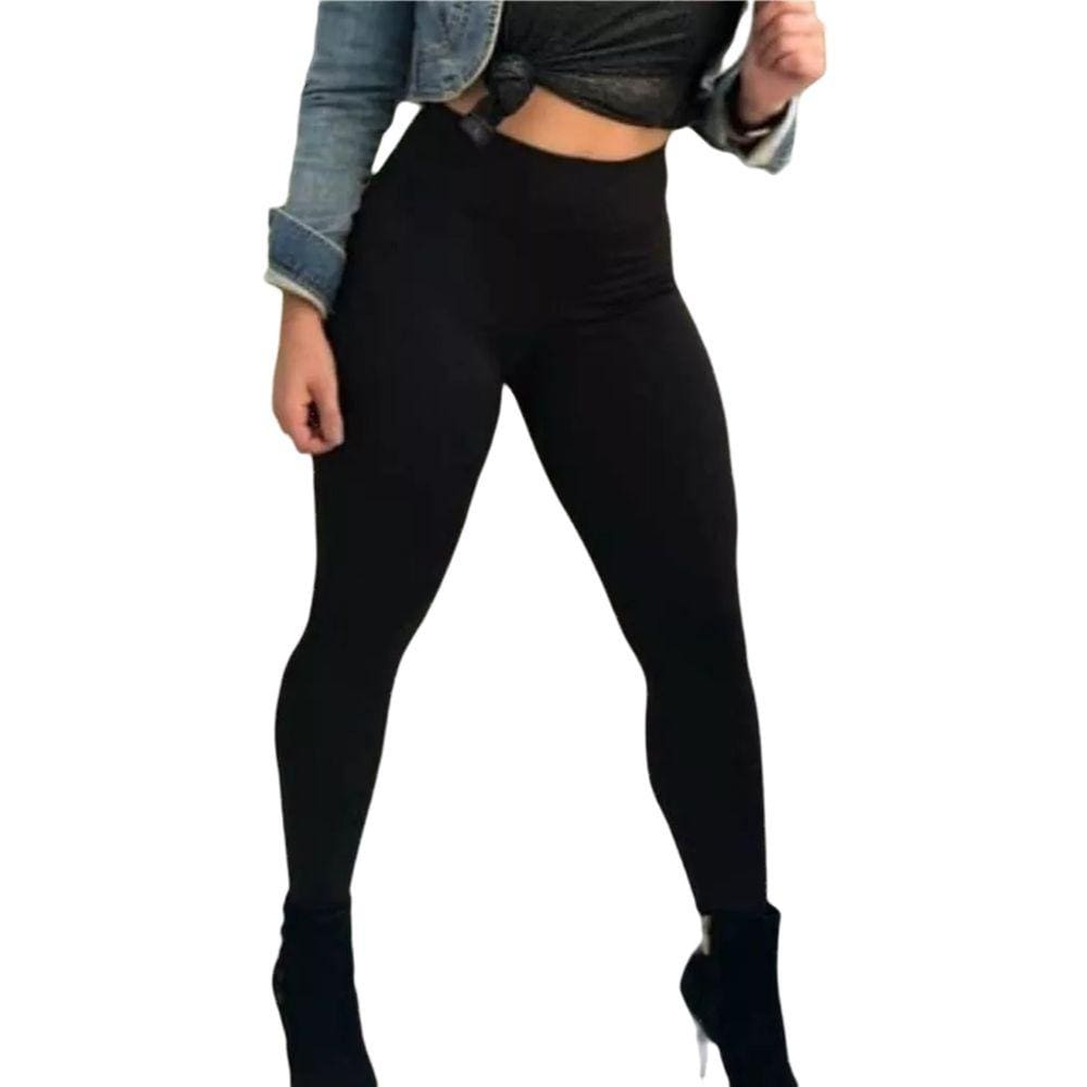 Calça Legging Flanelada Forrada Inverno Efeito Levanta Bumbum