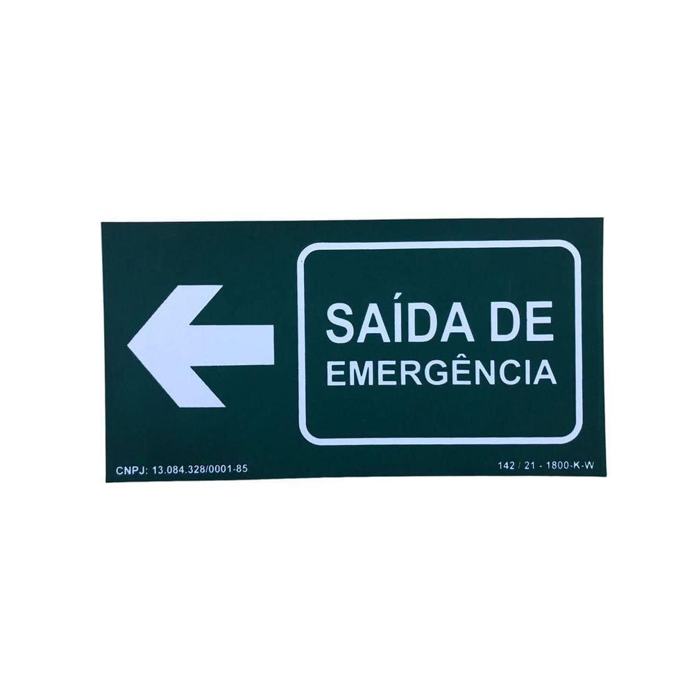 Placa Pvc Fotoluminescente Saída Emergência À Esquerda