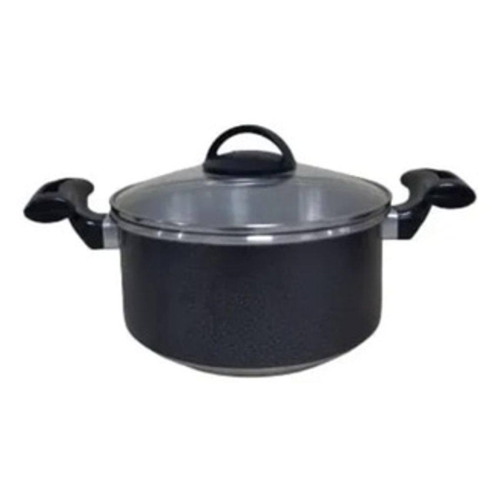 Panela Caçarola Craqueado Grafite 22cm C/ Tampa Vidro 3.5lts