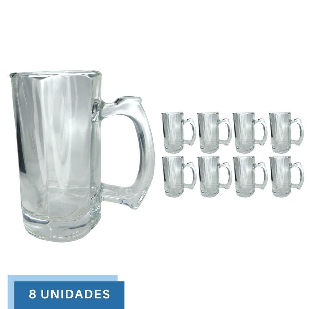 8 Caneca Restaurante Vidro Grosso Chopp Cerveja 380ML