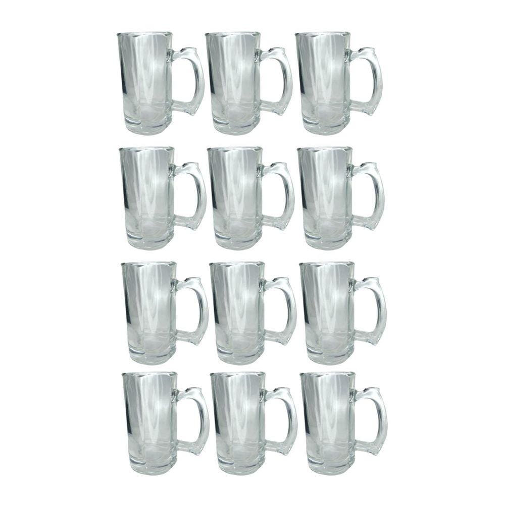 Caneca Vidro Grosso Reforçada 380ML Cerveja e Chopp 12UN