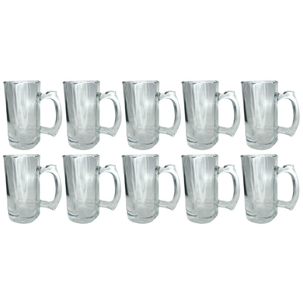 Caneca Vidro Grosso Reforçada 380ML Cerveja e Chopp 10UN