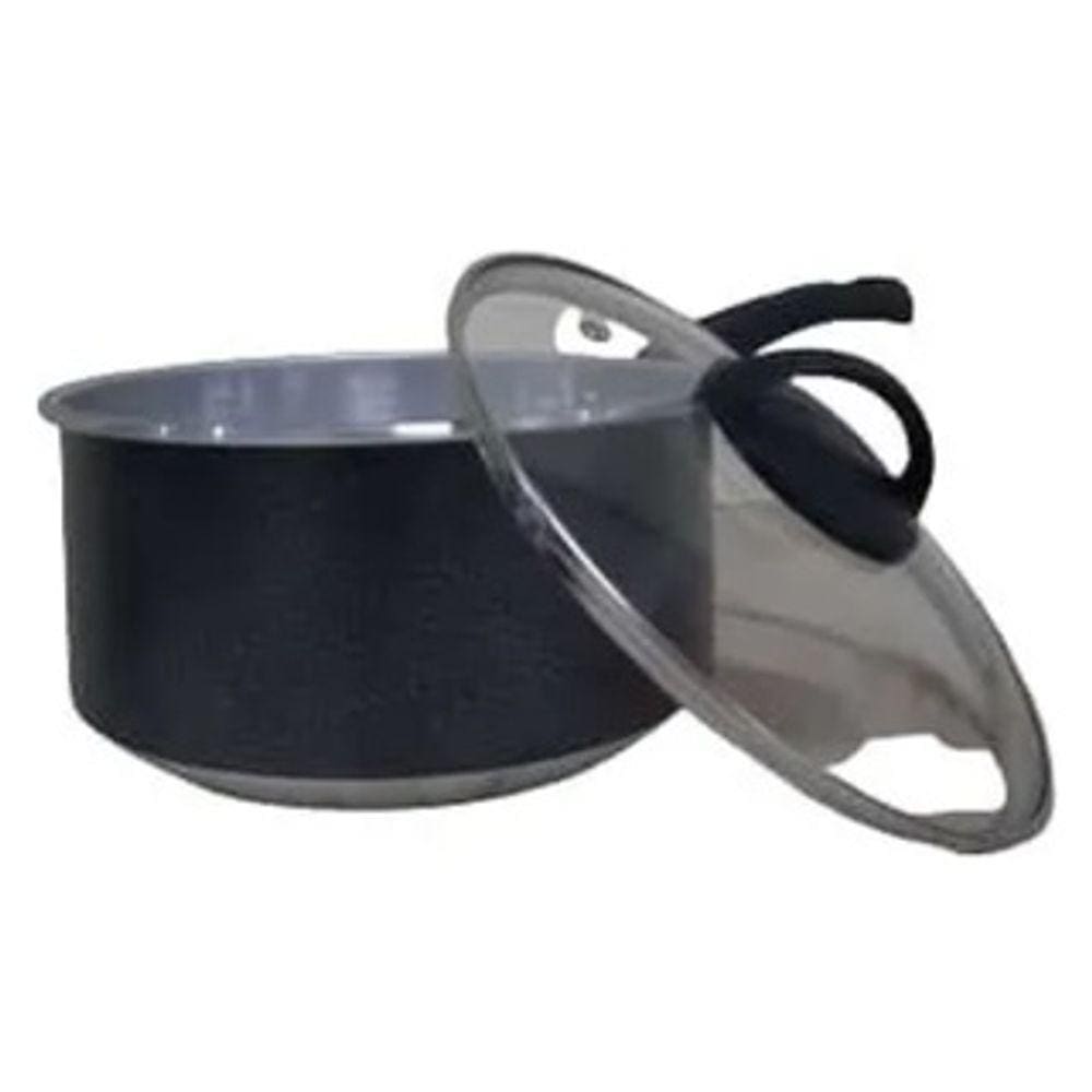 Panela Craqueado Grafite 20cm Cabo Longo Tampa Vidro 2.4lts