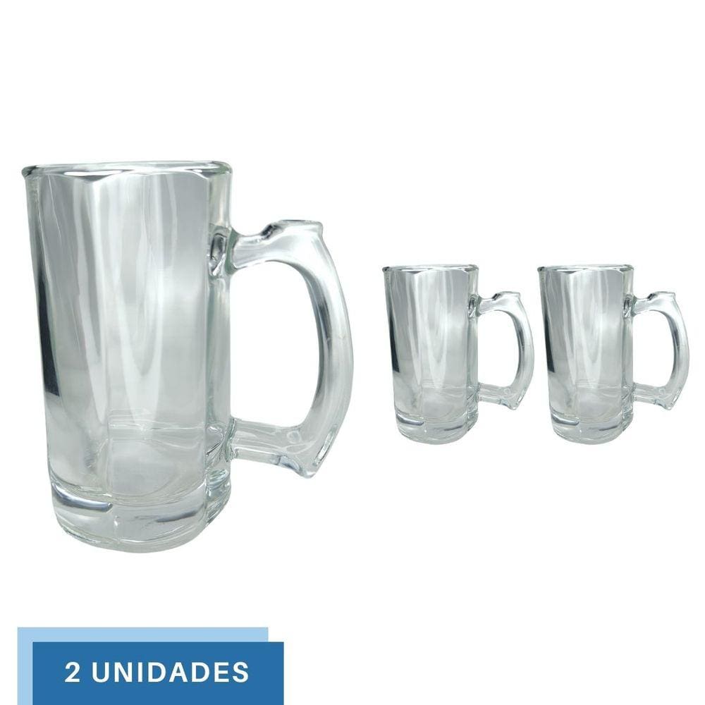 2 Caneca Restaurante Vidro Grosso Chopp Cerveja 380ML