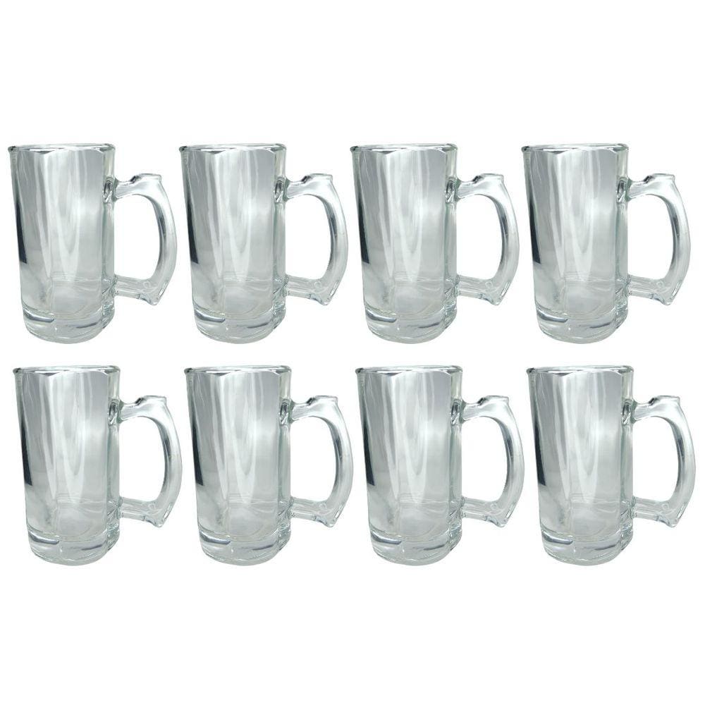 Caneca Vidro Grosso Reforçada 380ML Cerveja e Chopp 8UN