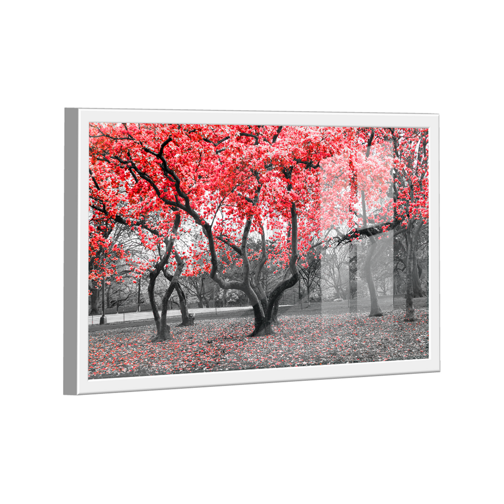 Quadro Árvores Branco e Vermelho -- BR ARTES