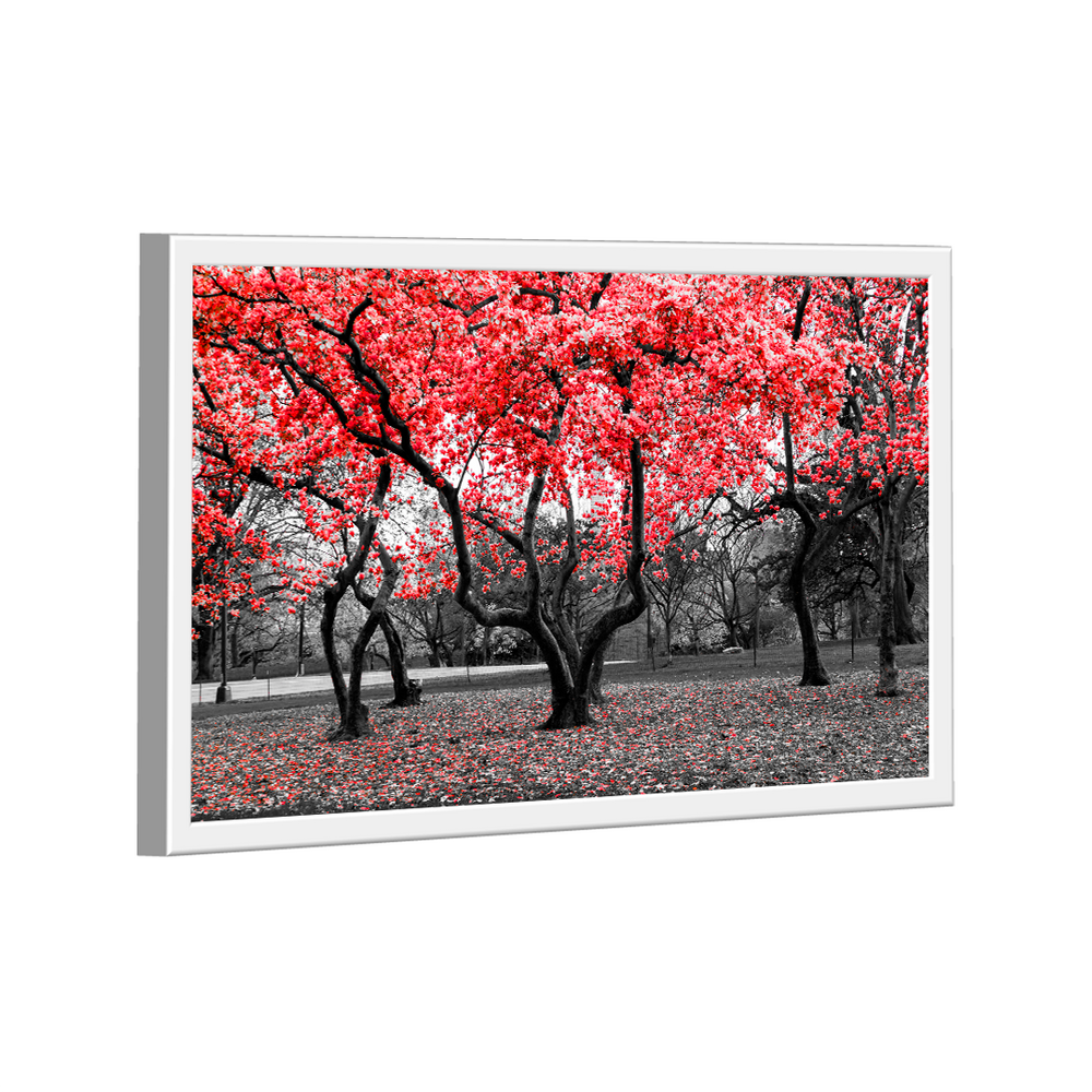 Quadro Árvores Branco e Vermelho -- BR ARTES