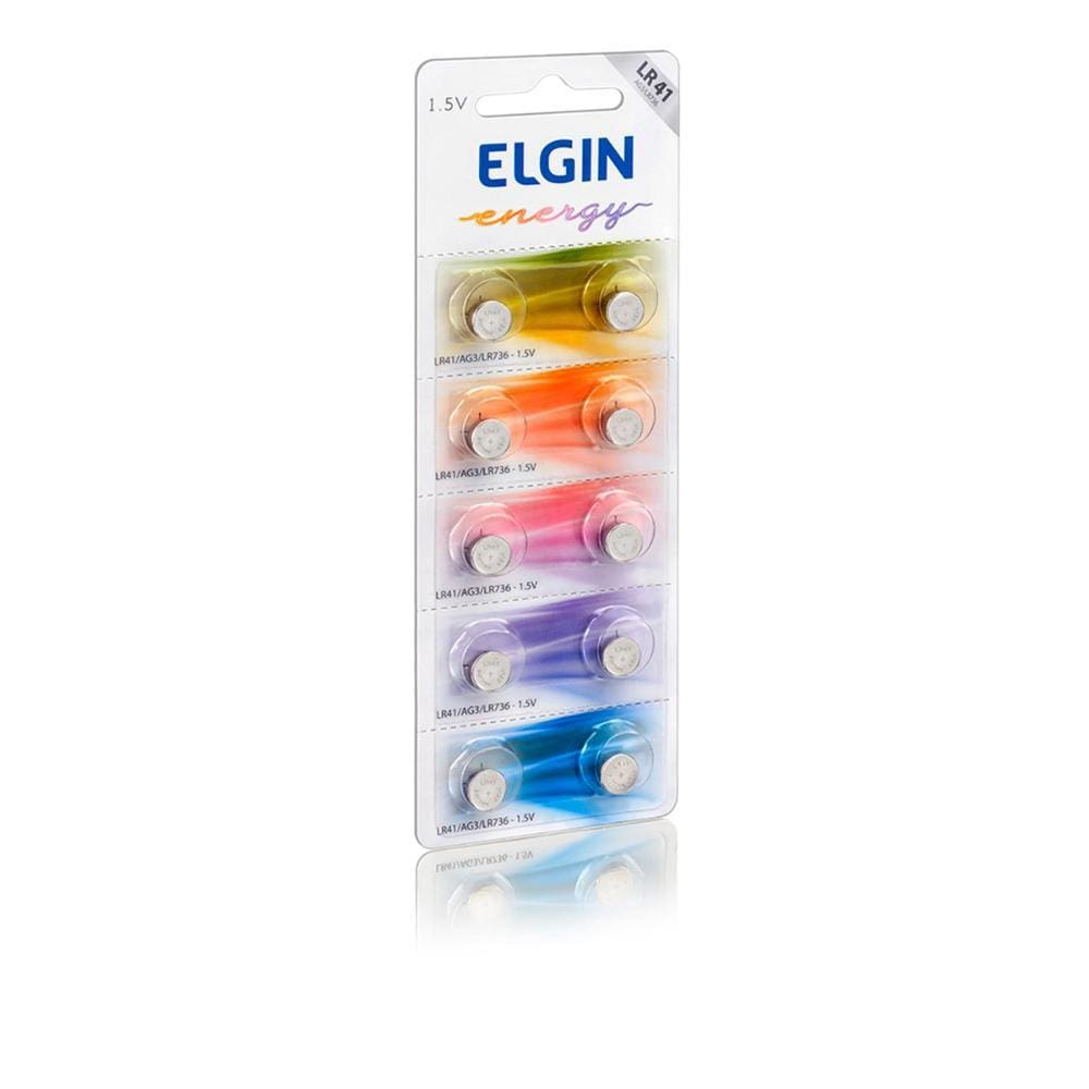 Bateria Alcalina LR41 (AG3 / LR736) Elgin 82261 - Cartela com 10 unidades