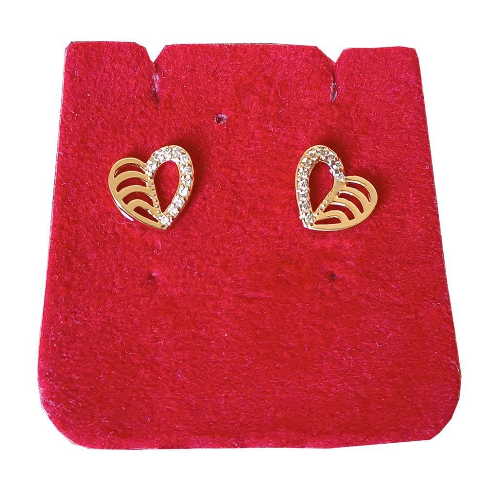Par De Brincos Coração Cravejado Ronnelly Folheado a Ouro