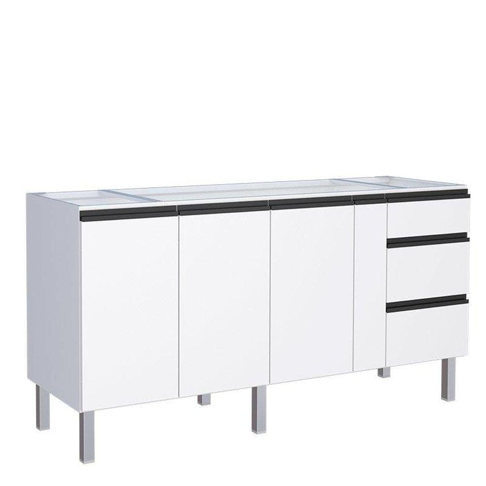 Gabinete de Aço Para Pia 180 Gaia 3 Gavetas Flat Cozimax Branco