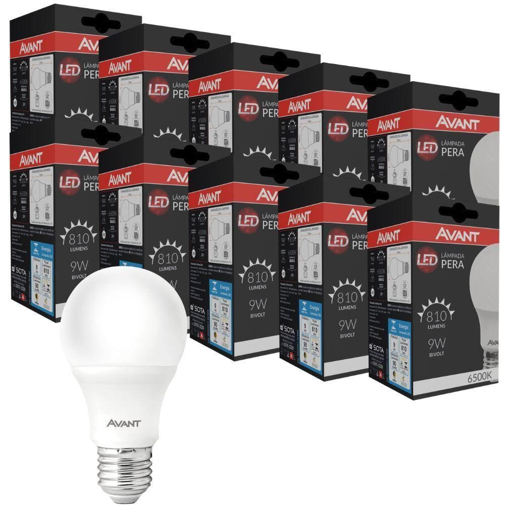 Kit 10 Lâmpadas Led Pêra 9W Bivolt Branco 6500K Branco 6500K