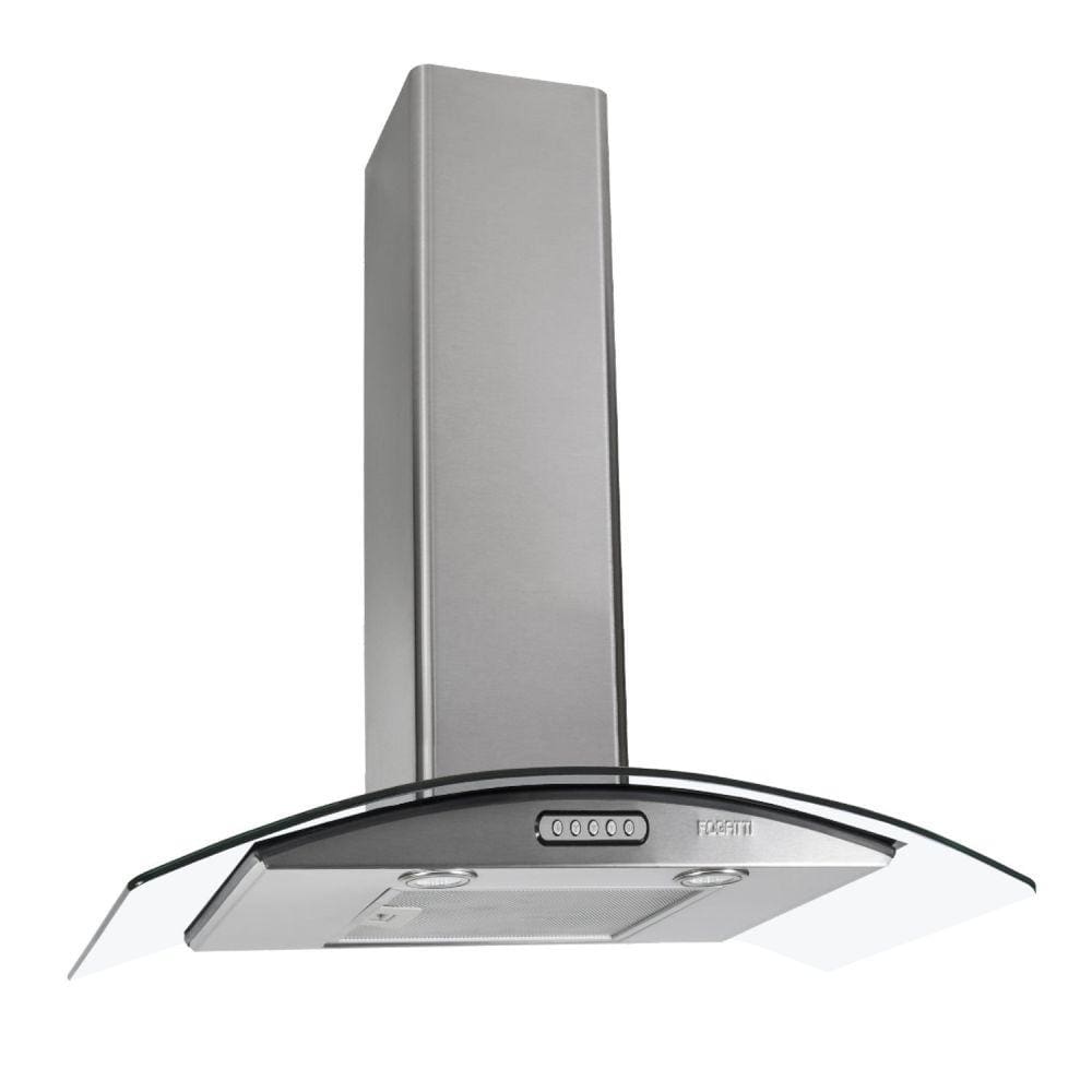 Coifa de Parede 80cm Vidro Curvo Duto Slim Inox 127v Fogatti Inox