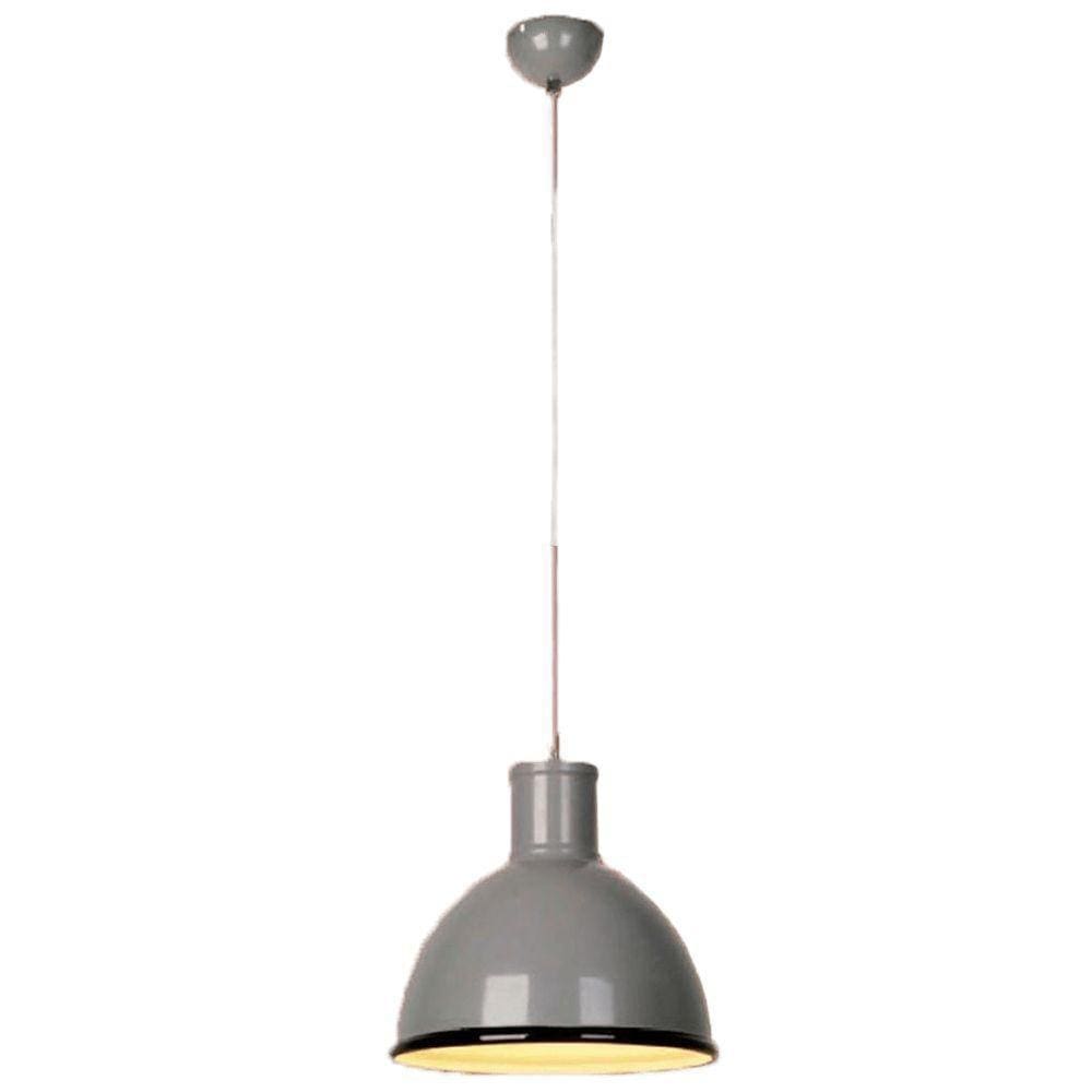 Pendente 30Cm Cúpula Em Metal Cinza Balcão 1 Lâmpada E14 Bivolt Luciin Única Único