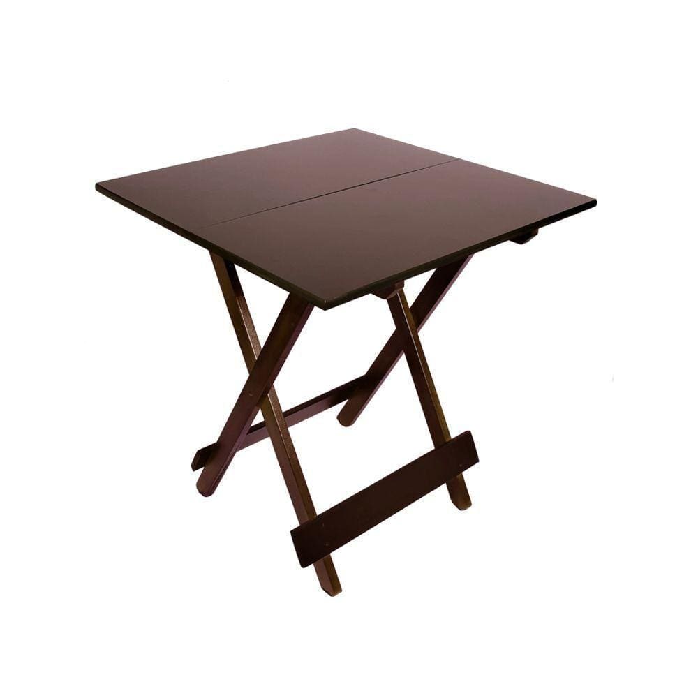 Mesa De Madeira 70X70 Dobrável Imbuia Marrom