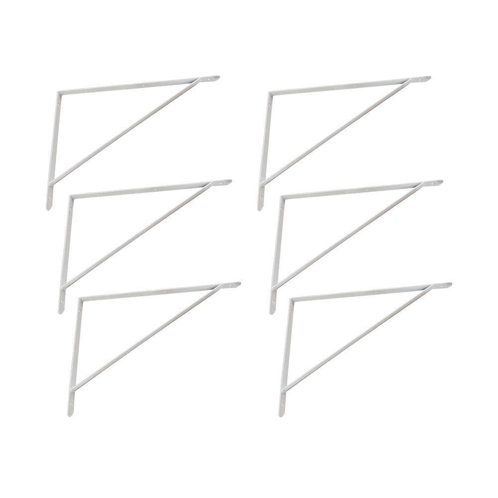 Kit Suporte Prateleira Com 6 Peças Em Aço Mão Francesa 45x30 - Cor: Branco