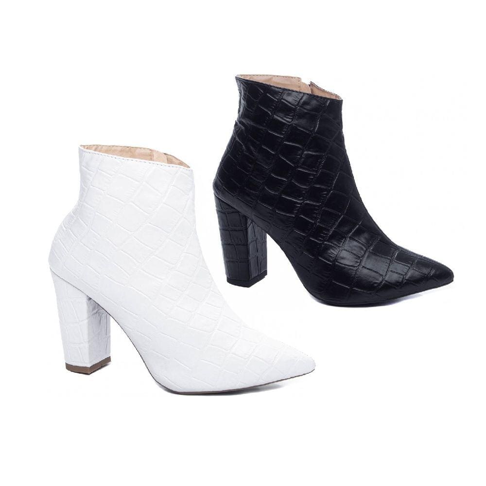 Kit 2 Pares Bota Feminina Salto Grosso Branca e Preta