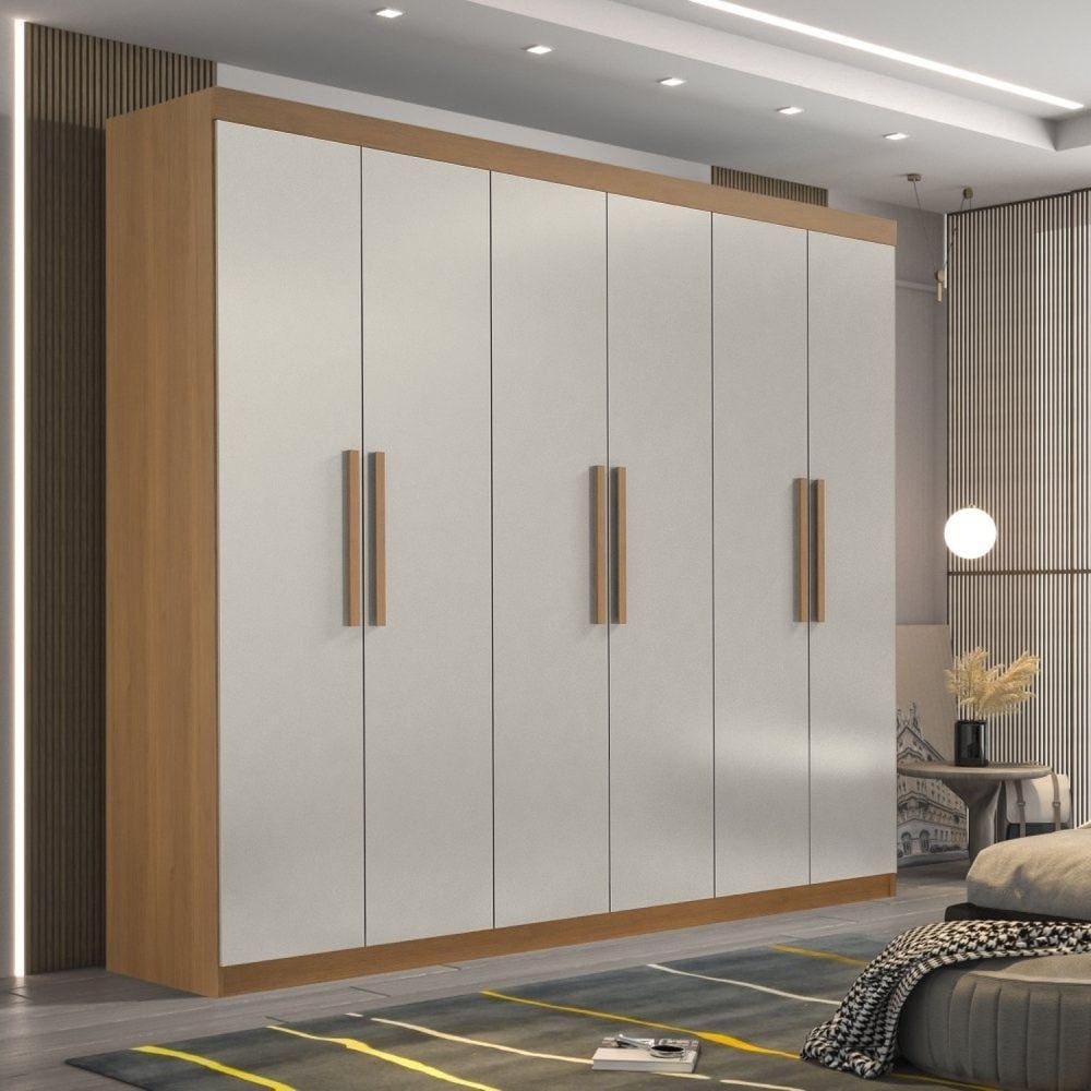 Guarda Roupa Casal 6 Portas 4 Gavetas Ipanema D Doro Moveis Cinamomo/Off White