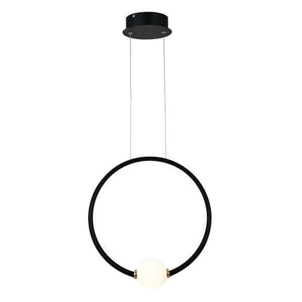 Pendente Redondo Preto com Globo 45cm Led 30W 4000K Bivolt
