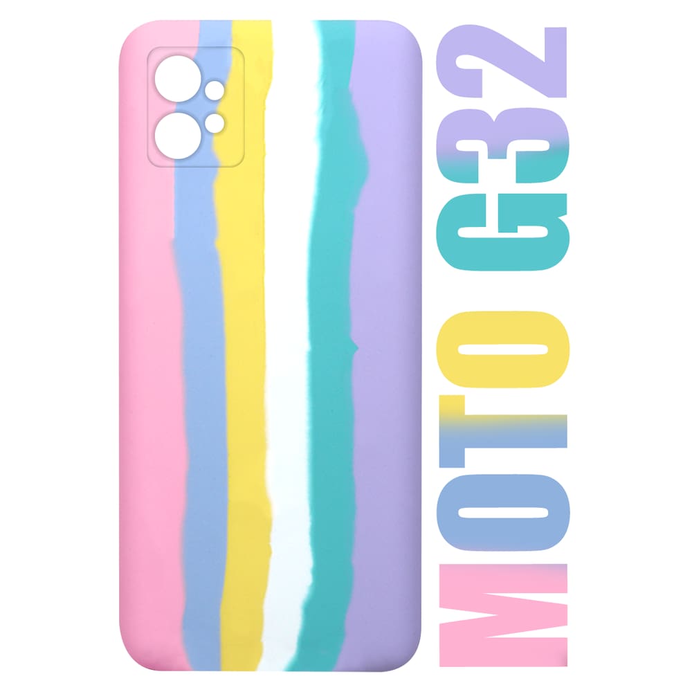 Capa case Capinha Aveludada Arco Iris Candy Compatível Moto G32 XT2235 6.5 + Película De Privacidade - Cell In Power25