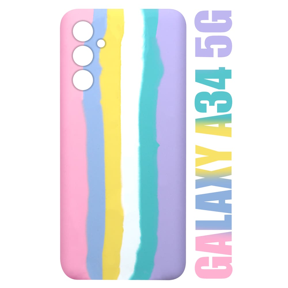 Capa Aveludada Arco Iris Candy Compativel Galaxy A34 5G A346 6.6 + Película De Vidro 3D - Cell In Power25