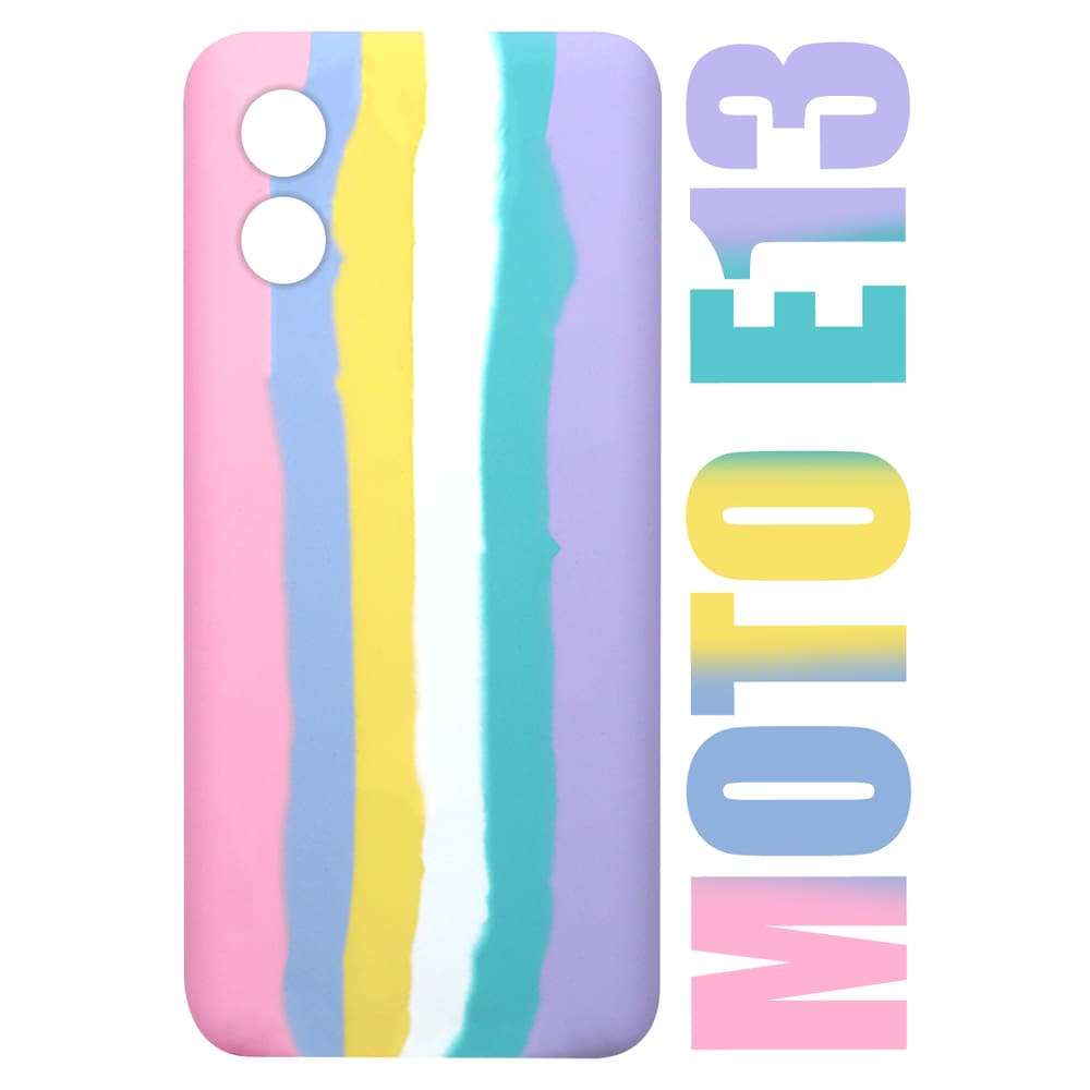 Capa Capinha case aveludada Arco Iris Candy Algodão Doce Compatível Moto E13 XT2345 6.5 - Cell In Power25