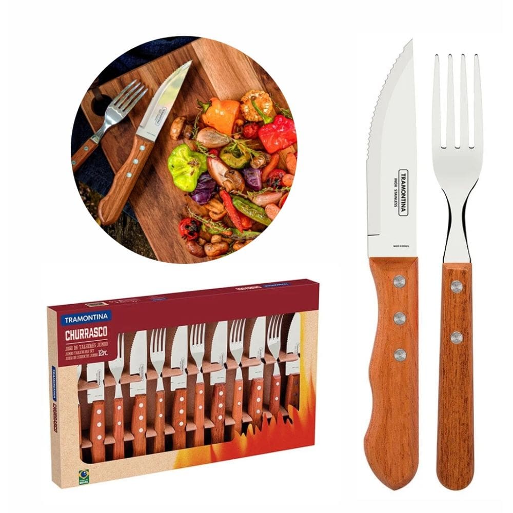 Jogo De Talheres Jumbo Churrasco Aço Inox 12 Pçs Tramontina