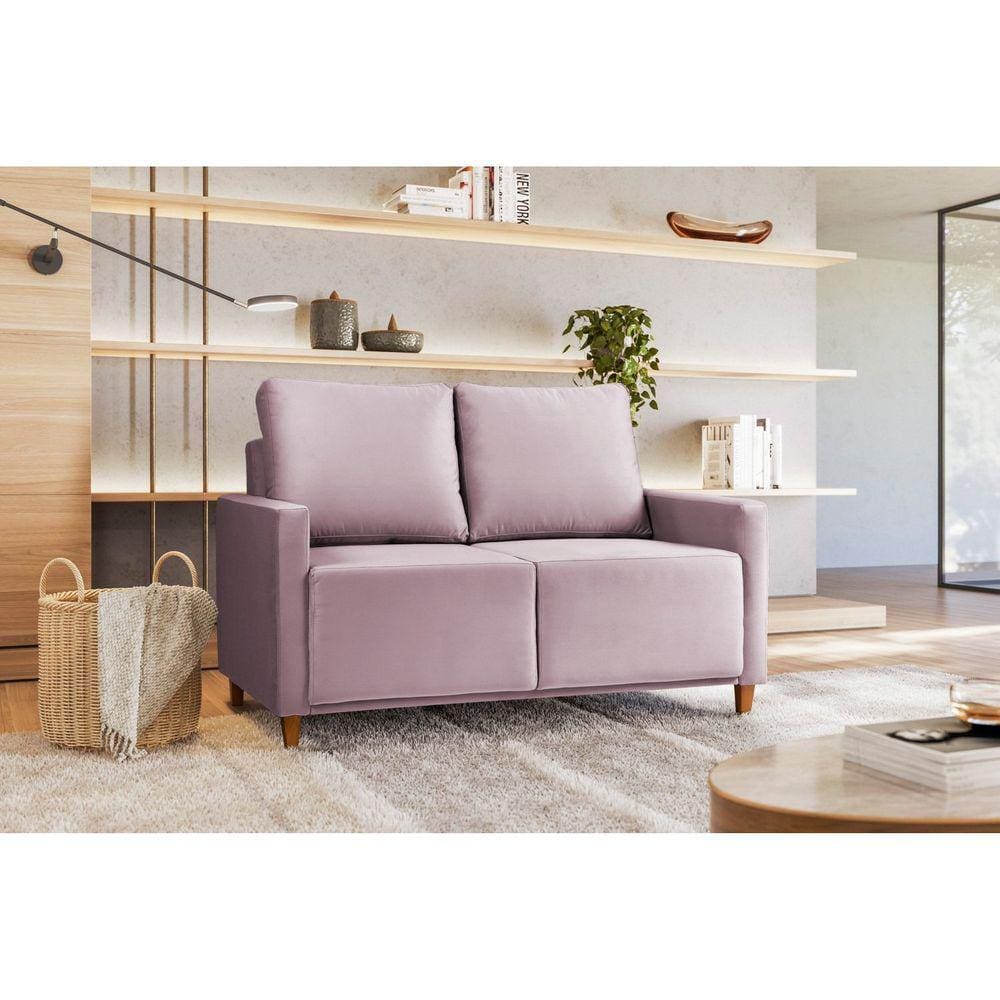 Sofá Angela 2 Lugares em Veludo Yescasa Rosa