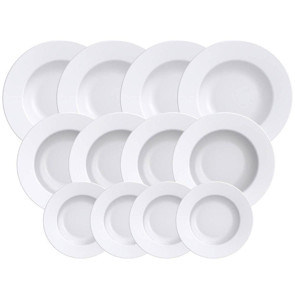 Jogo de Pratos Tramontina Porcelana 12 Peças Maria Augusta Sobremesa Raso Fundo