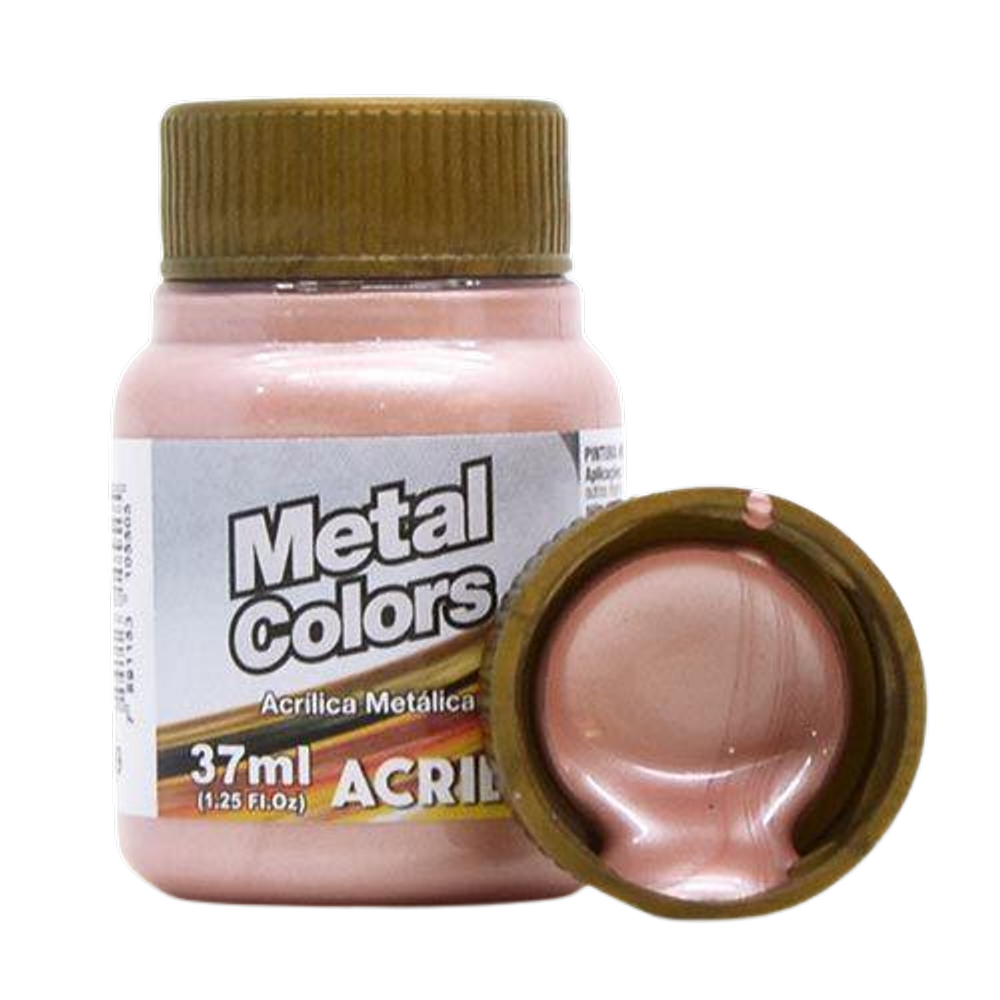 Tinta acrílica Metal Colors Acrilex 37ml Cor Rose Gold 499