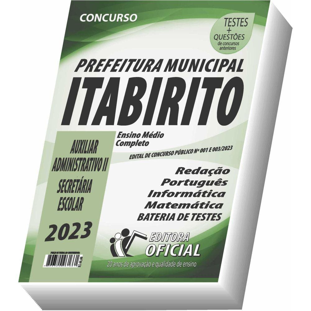 Apostila Prefeitura de Itabirito - MG - Auxiliar Administrativo II - Secretária Escolar - Parte Comum aos Cargos