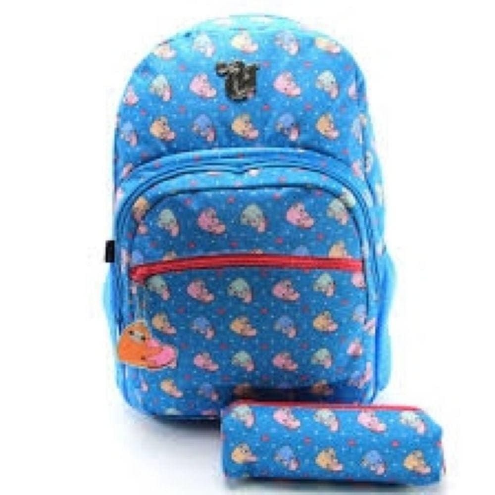 Kit Mochila de Costas + Estojo Capricho Bicho Preguiça 11854 e 11856 Dermiwil