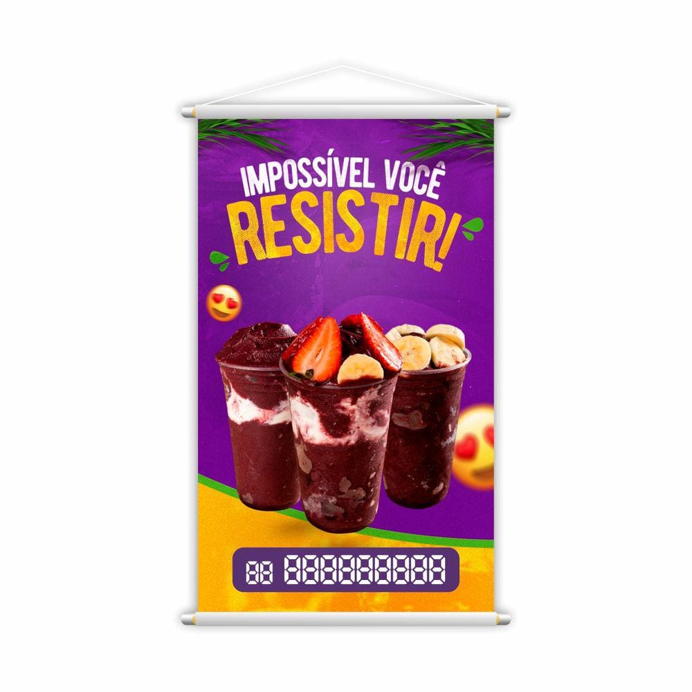 Banner Açaí no Copo Complementos Tele Entrega 80x50cm