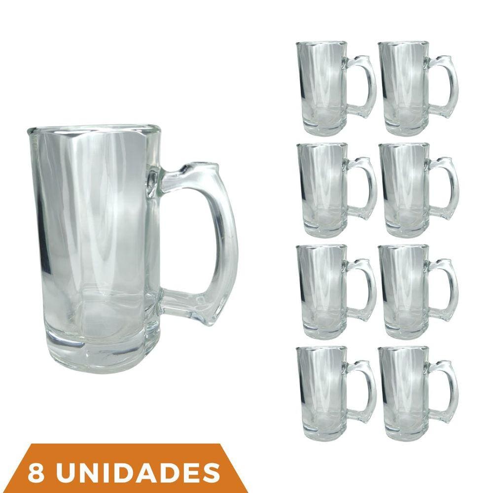 8 Caneca Cerveja e Chopp Restaurante Congelável 380ML