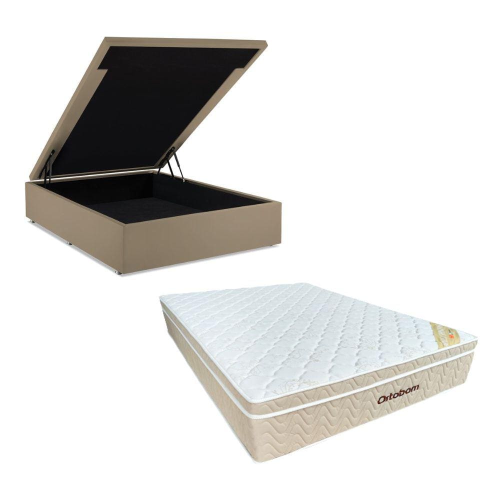 Cama Casal com Base Baú Colchão Molas Ensacadas 138X188X70 Ortobom