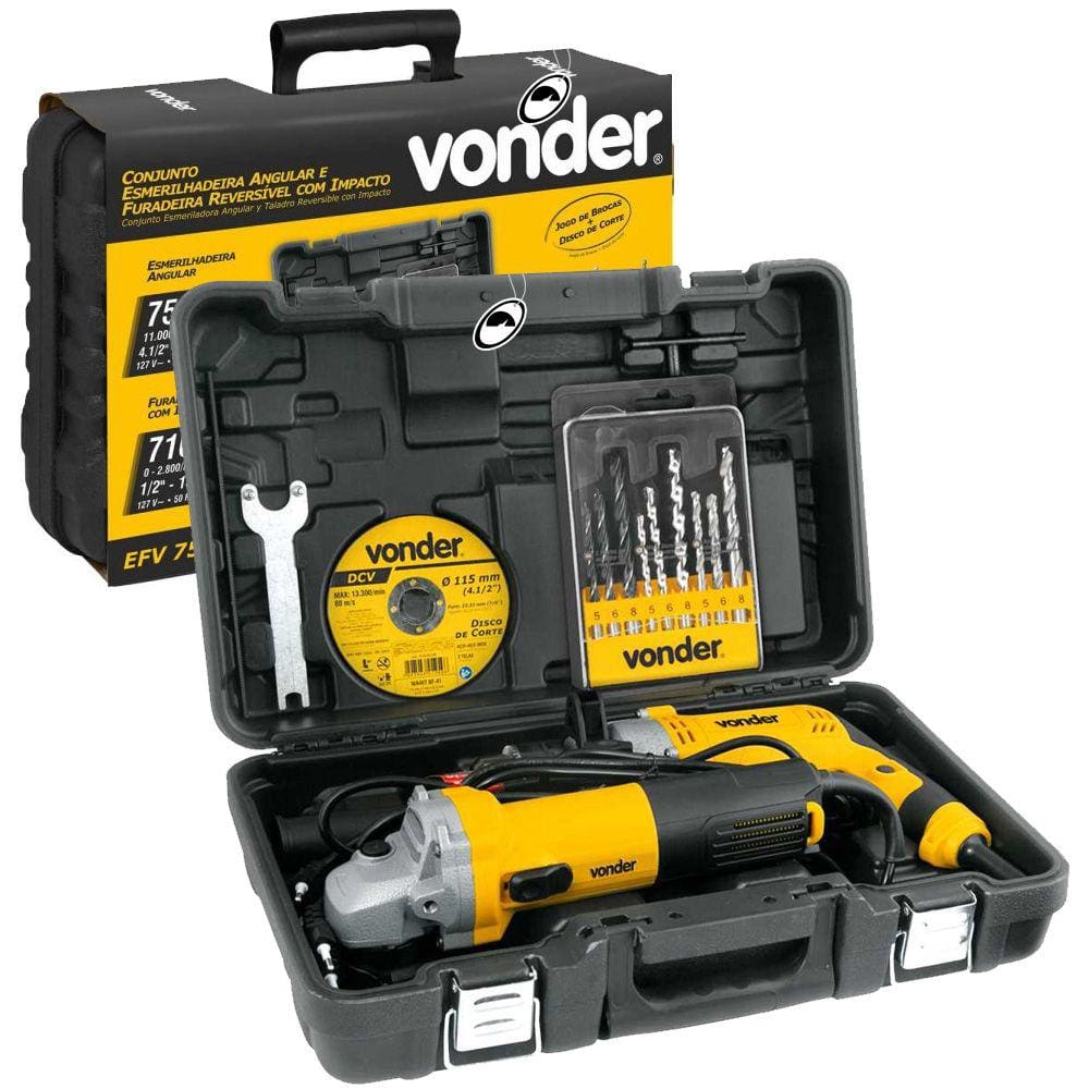 Conjunto Esmerilhadeira 4.1/2 750W e Furadeira 1/2 710W 127V