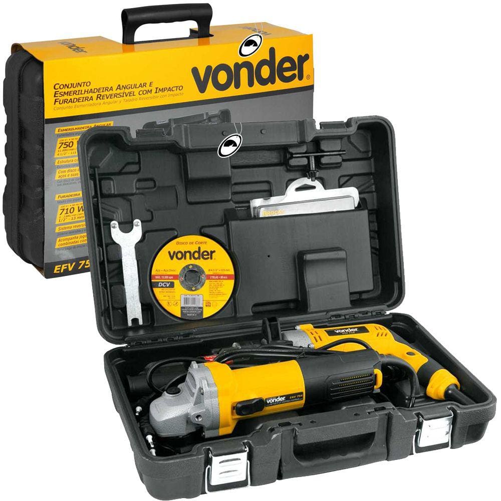Conjunto Esmerilhadeira 4.1/2 750W e Furadeira 1/2 710W 220V