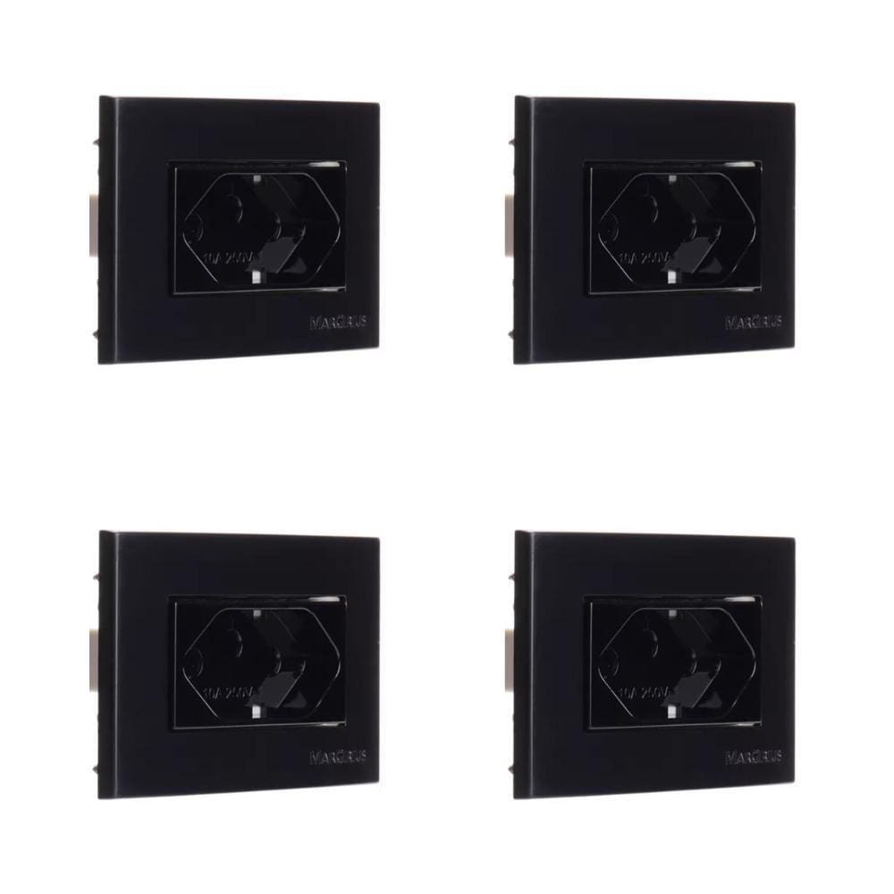4 Pç Tomada Moveis Margirius 2P T Preta 20A 250V Nbr14136