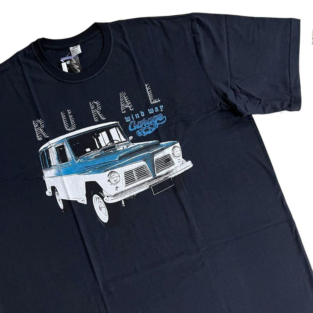 Camiseta Masculina Estampada Plus Size G4 Preta 100% Algodão