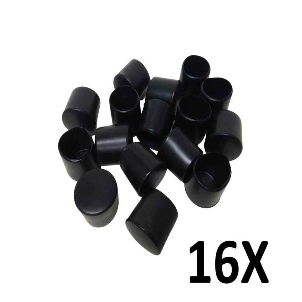 Kit 16 Ponteira Cadeiras Mesa Pés Móveis Tubos Preta 7/8``