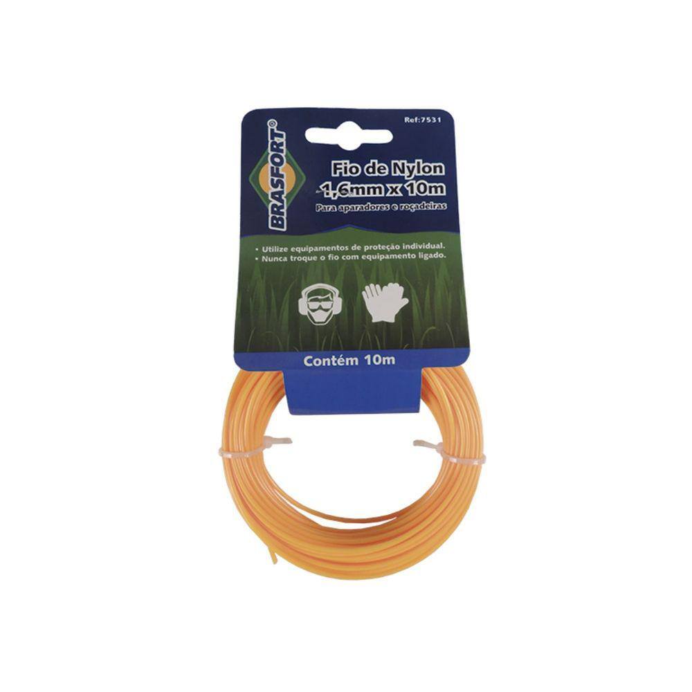 Fio Nylon Redondo Roçadeira Cortador Aparar Grama 1,6mm 10M