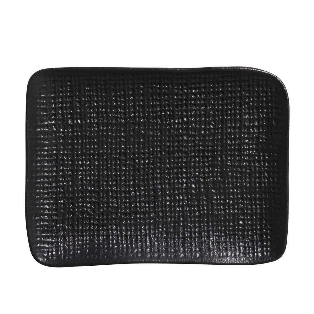 CONJUNTO C/ 4 TRAVESSAS RETANGULAR PEQUENA JUTA PRETO MATTE 14x18 cm
